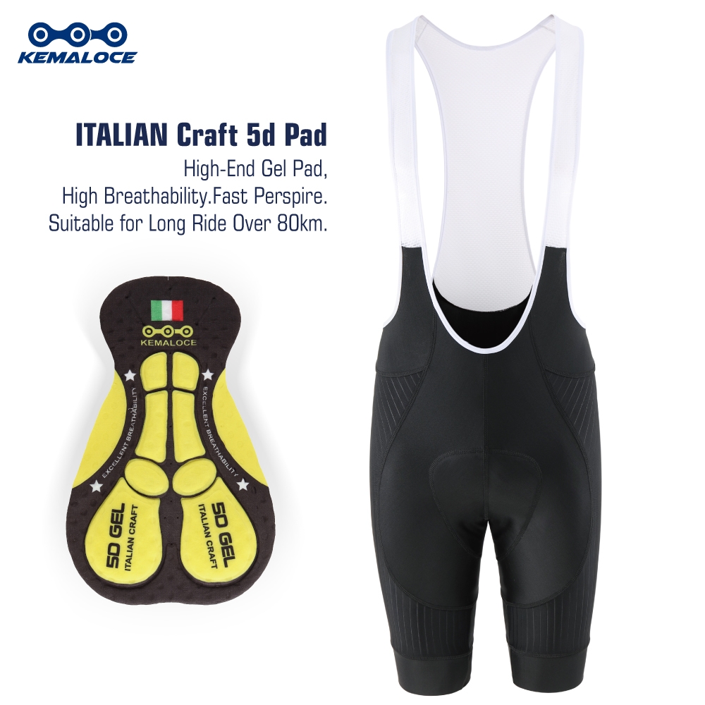 Padded Cycling Shorts 5D Gel - KEMALOCE Men Cycling Bib Shorts Blank