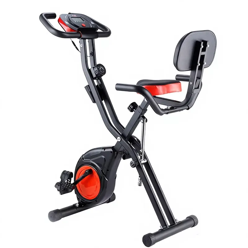 Exercise Bike Magnetic Resistance - Foldable Upright Exercise Bike with Backrest