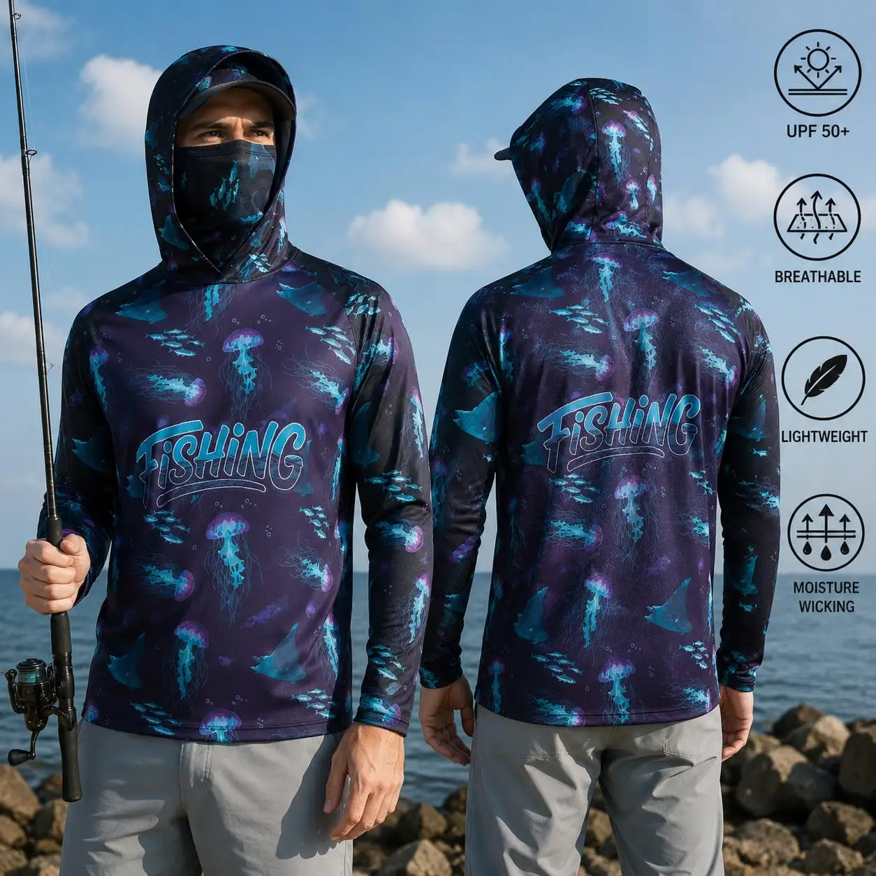 Fishing Shirt Hooded Men Fishi - огляд і ціна Fishing