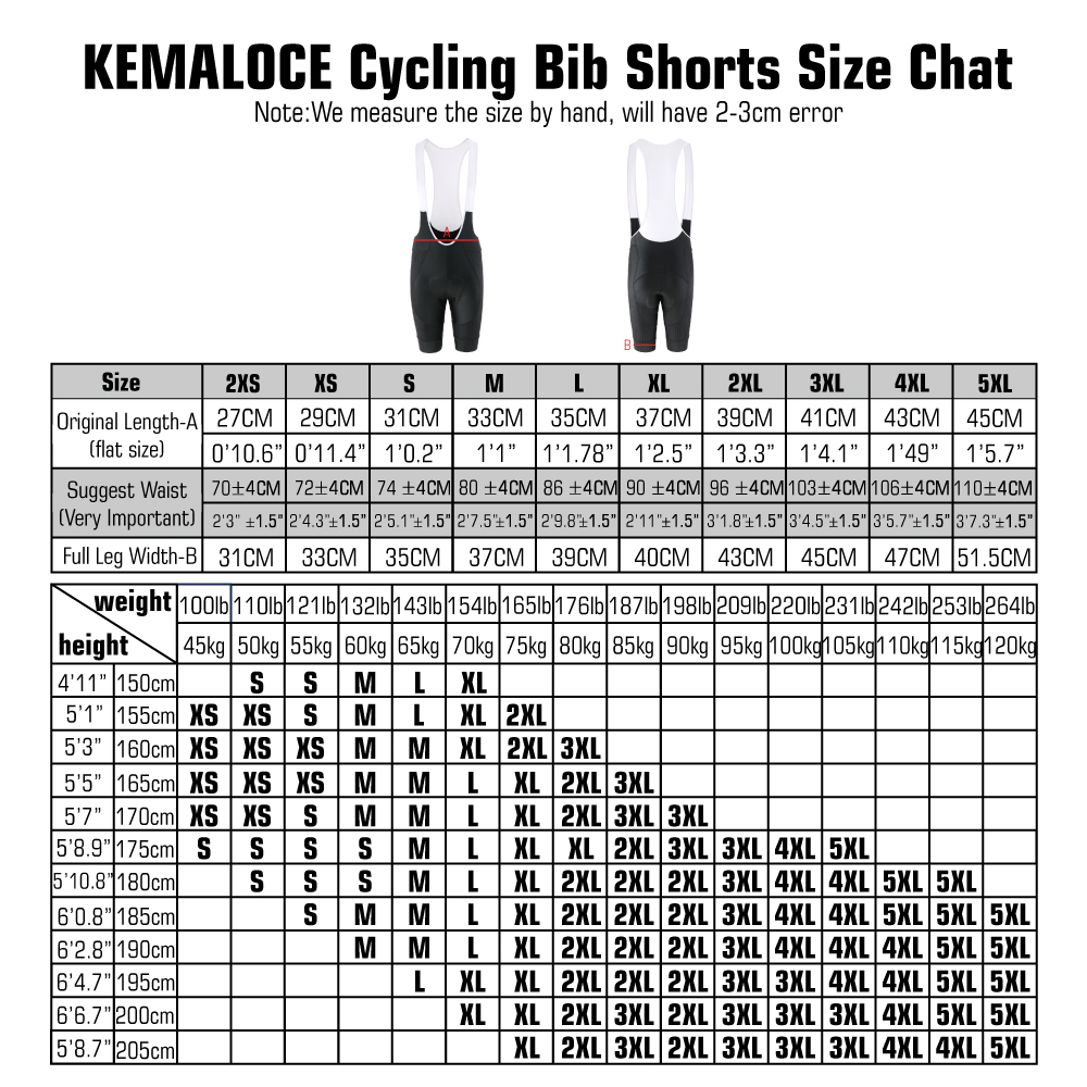 KEMALOCE Men Cycling Bib Short - огляд і ціна Padded Cycling Shorts 5D Gel