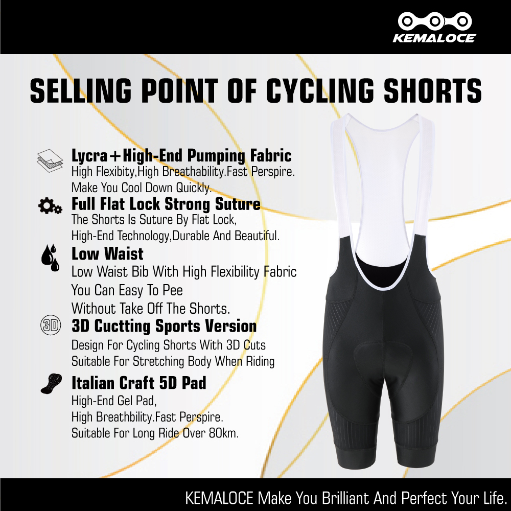 KEMALOCE Men Cycling Bib Short - огляд і ціна Padded Cycling Shorts 5D Gel